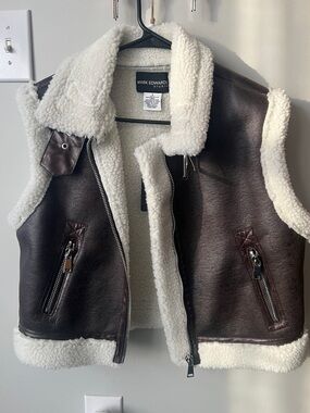 Woman’s Brown Faux Leather Sherpa Vest